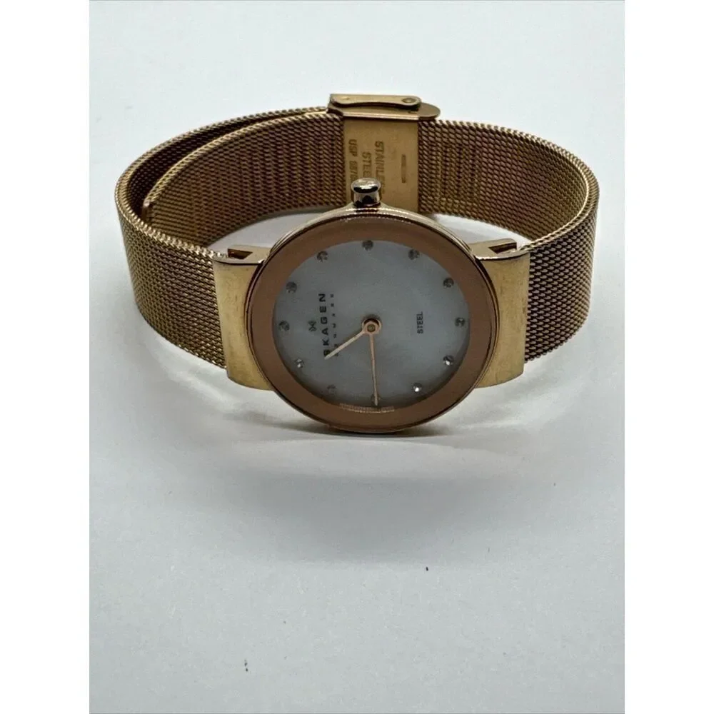 Skagen Freja 358SRRD Womens Rose-Tone Steel Mesh Analog Dial Quartz Watch AEA003